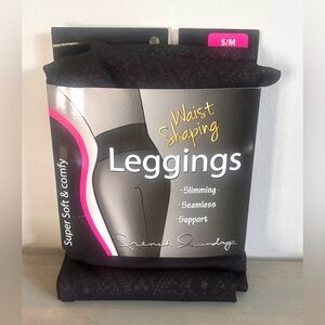 French Laundry Black Textured Seamless Slimming Waist Shaping Leggings S/ M- NEW